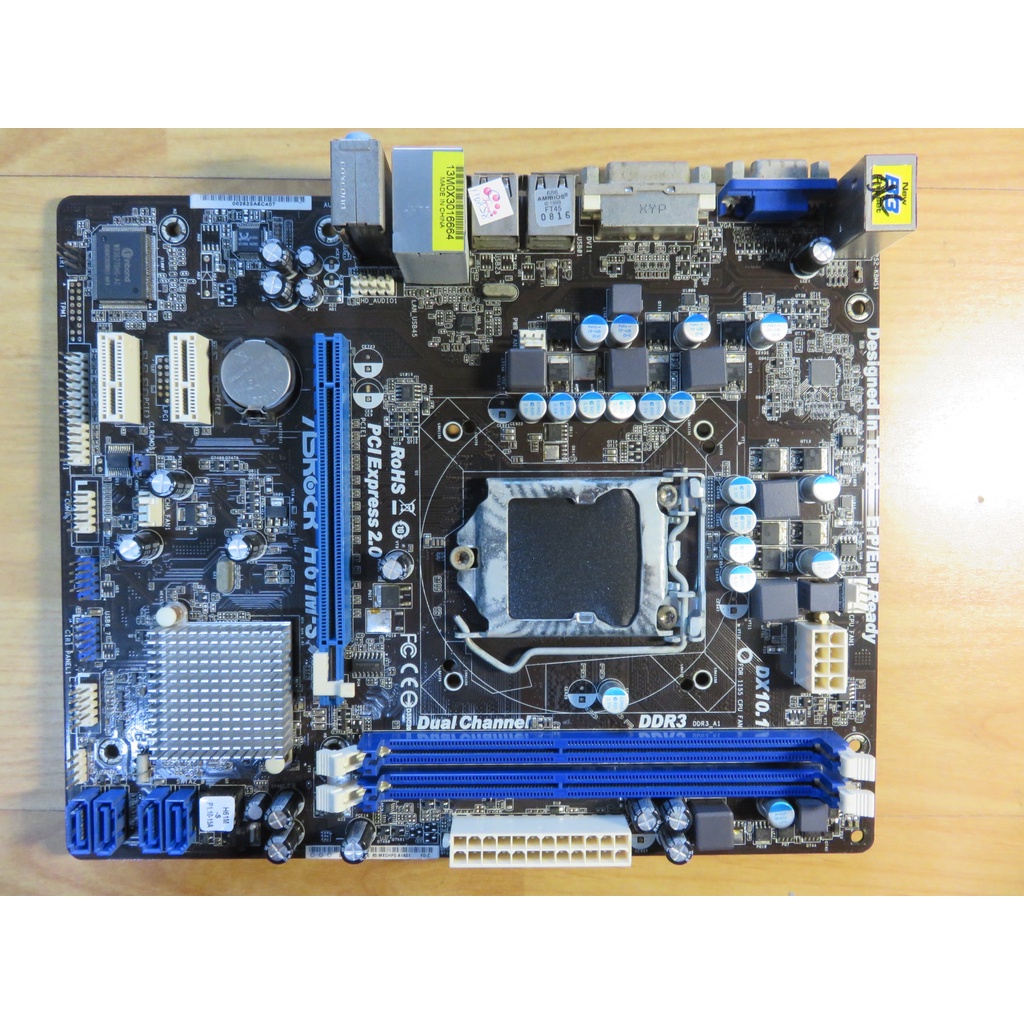 A.1155主機板-華擎H61M-S DDR3雙通道 i7 i5 i3 DVI-D固態電容 UEFI 快速直購價300