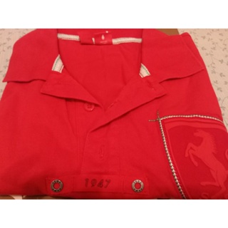 法拉力紅色男polo衫運動衫