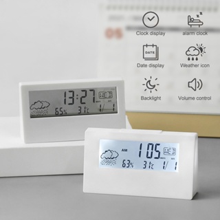 液晶數字電子鐘多功能天氣預報溫度顯示鬧鐘桌面電子裝飾