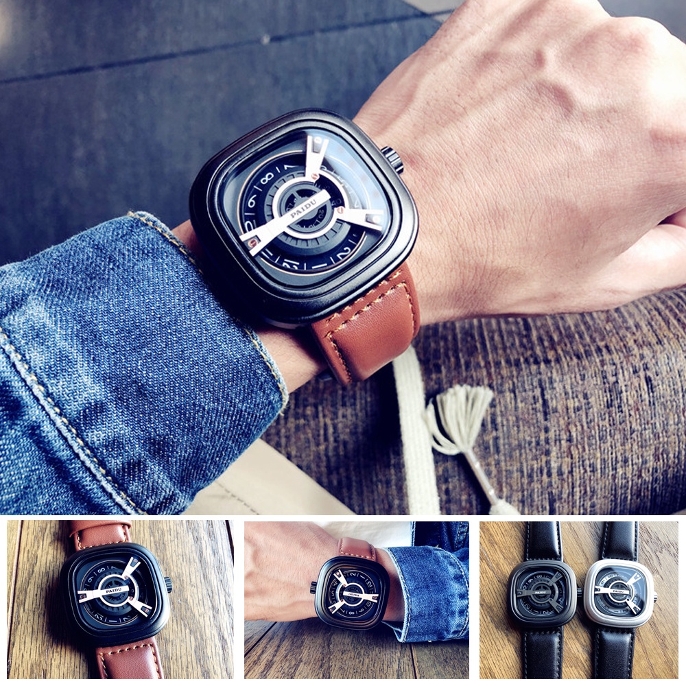 Image of 【未來科技】  手錶 休閒石英錶 情侶手錶 個性手錶 新概念黑科技手錶 方形大錶盤 男女通用 #6