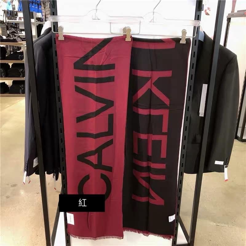 全新正品Calvin Klein CK 專櫃黑紅保暖圍巾（現貨在台灣）