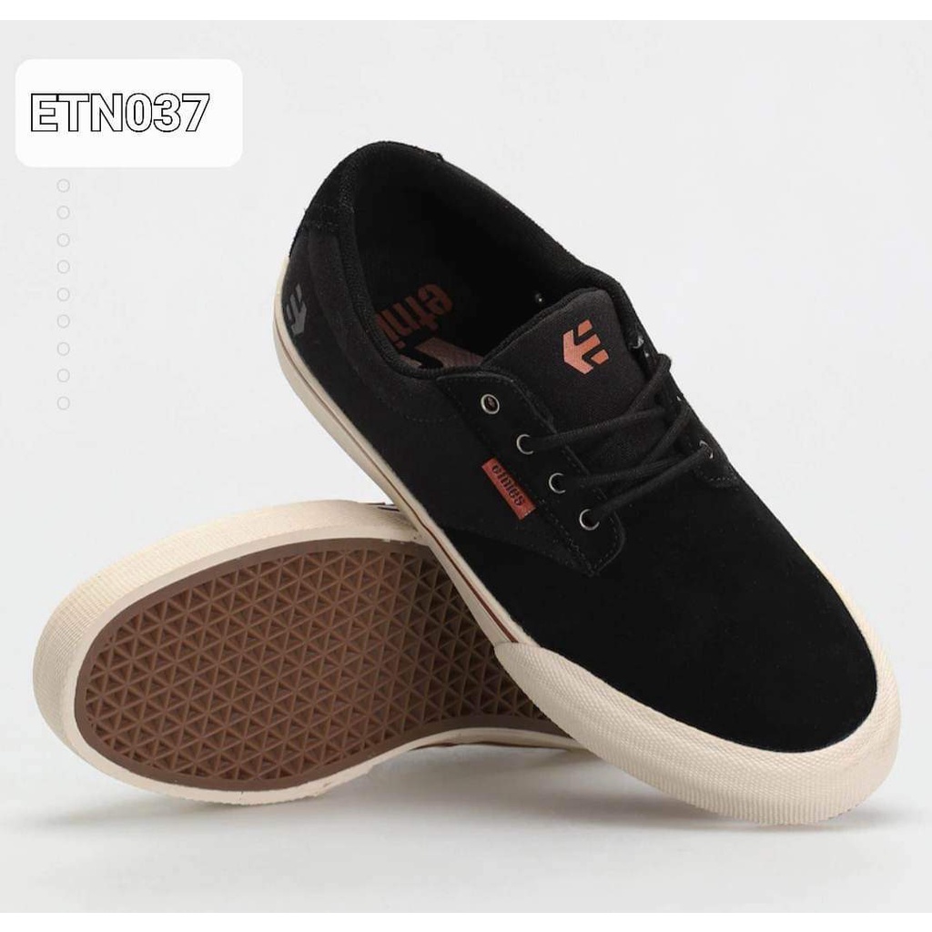 Etnies 出口黑色男女鞋,橙色滑板標誌,騎行