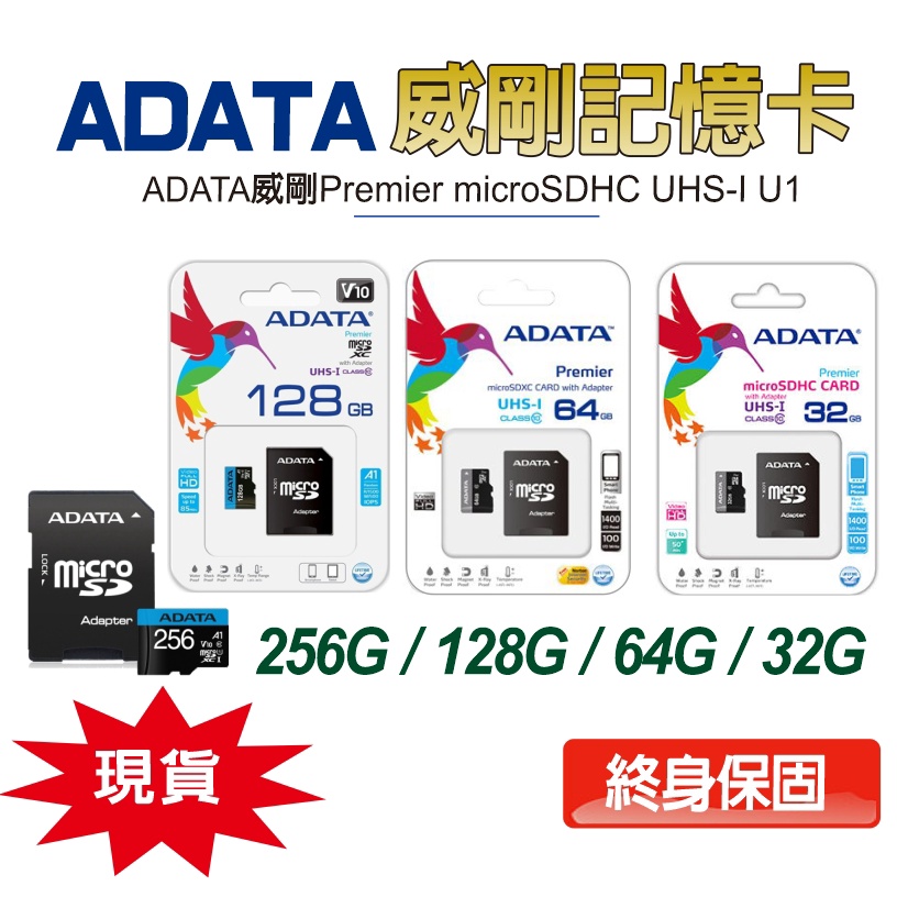 ADATA 威剛記憶卡【現貨+發票+台灣公司貨】SD卡 32G/64G/128G/256G 記憶卡 @10 CLASS