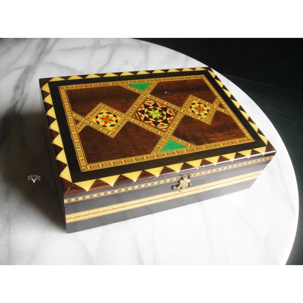 【老時光】早期二手西班牙拼木藝術珠寶盒
