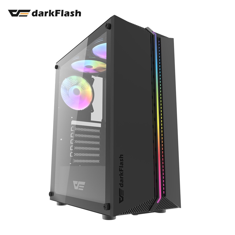 darkFlash大飛 福利品 DK151 黑色 ATX (預鎖3顆12公分炫彩固光風扇)電腦機殼