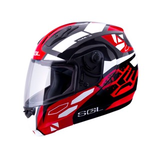 【SOL Helmets】SM-3可掀式安全帽 (戰將 黑/紅白) ｜ SOL安全帽官方商城