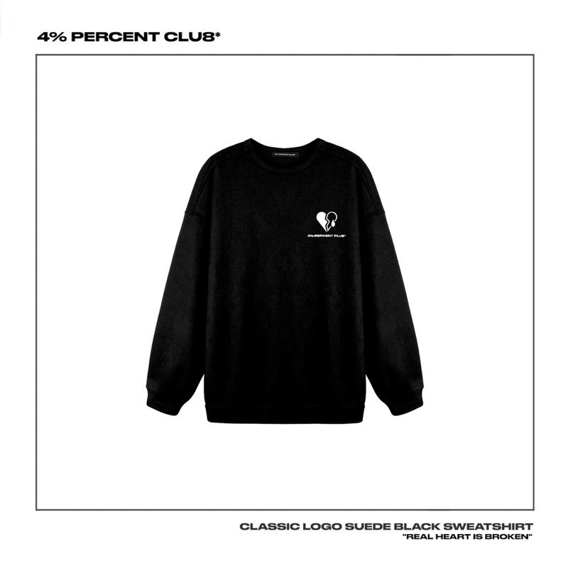 【SOULMATE STUDIO.】4PERCENT CLUB SUEDE BLACK SWEATSHIRT