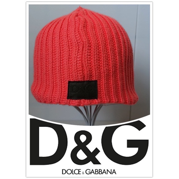 義大利品牌【DOLCE &amp; GABBANA(D&amp;G)】亮橘色時尚毛帽
