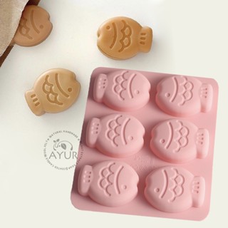 【AYUR】6連模 小魚 可愛鯛魚燒 雞蛋糕 食品級矽膠模具/糖果模/翻糖模/冰塊模/手工皂模/蠟燭模/立體模/巧克力模