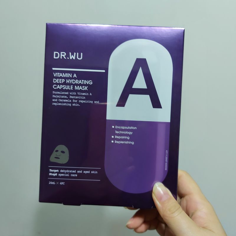 dr.wu面膜新品-維他命A保濕修復膠囊面膜4入(正品，現貨，可集點）