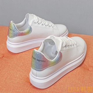 【lulu鞋服專櫃】麥崑小白鞋夏季透氣女鞋新款2022春鞦百搭厚底內增高運動休閒闆鞋