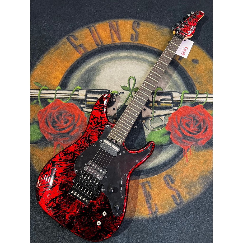 【Cross流行音樂中心】Schecter Sunveley 火焰玫瑰紅搭載無限延音與EMG拾音器 主動式大搖座 電吉他