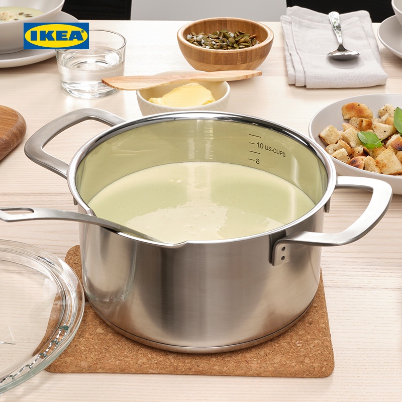 免運♥湯鍋 IKEA宜家HEMKOMST海考特帶蓋鍋不銹鋼湯鍋雙耳煮湯鍋火鍋可過濾