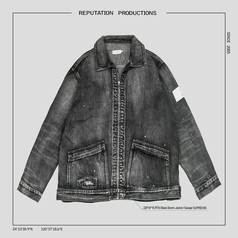 REPUTATION®  RPTN / Savage SUPREME - 黑破壞加工牛仔外套