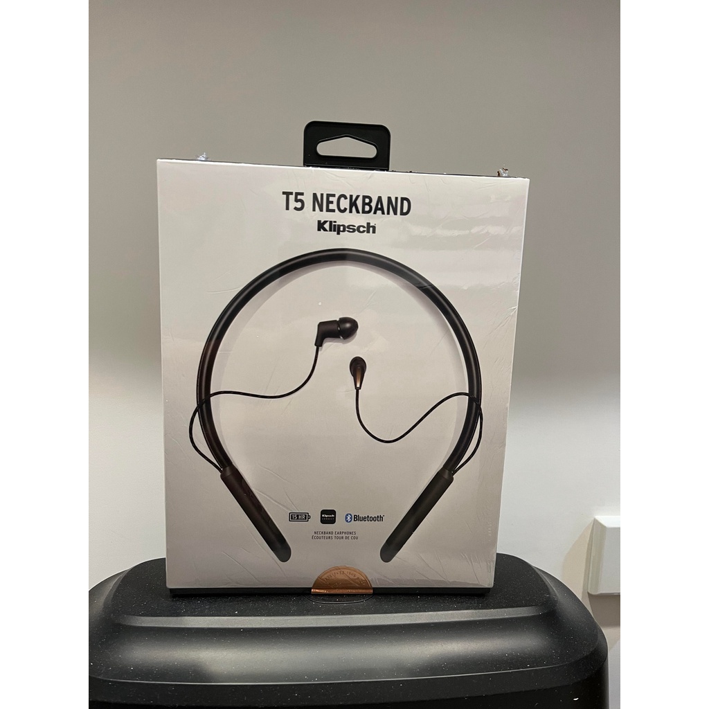 ［全新未拆封］Klipsch T5 Neckband真皮頸掛式藍牙耳機 (黑）