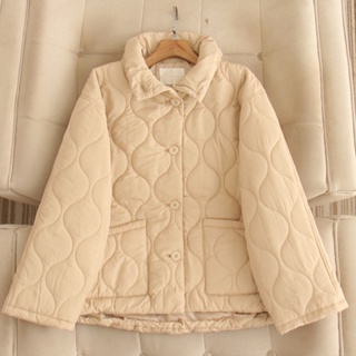 日本sm2旗下品牌米色鋪棉葫蘆狀外套大衣領子可立起來