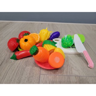 【玩具兄妹】現貨! 水果切切樂(13件套組) 洗菜藍 刀子 盤子 廚房玩具 體驗切蔬果 家家酒 小小廚神 高質感
