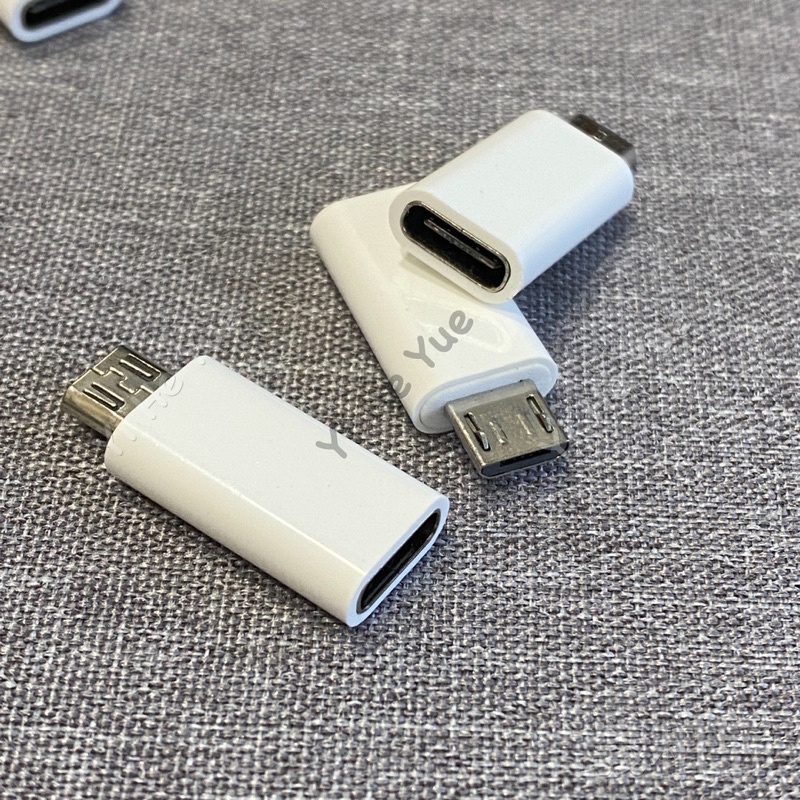 轉接頭 USB TypeC母 轉 MicroUSB 公 充電傳輸 白色