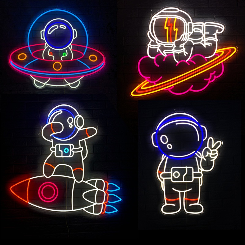 🦀🦀客製化 霓虹燈 太空人太空人霓虹燈 發光字招牌 新款網紅貼片燈帶造型 現代美陳裝飾
