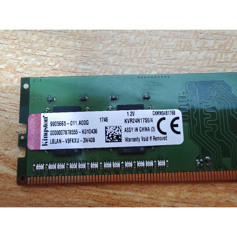 Kingston 4G DDR4 2400 KVR24N17S6/4記憶體