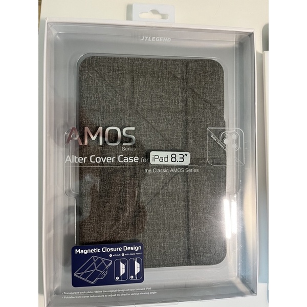 二手 JTLEGEND IPAD MINI 6 Amos 8.3吋 折疊布紋皮套 灰 無筆槽