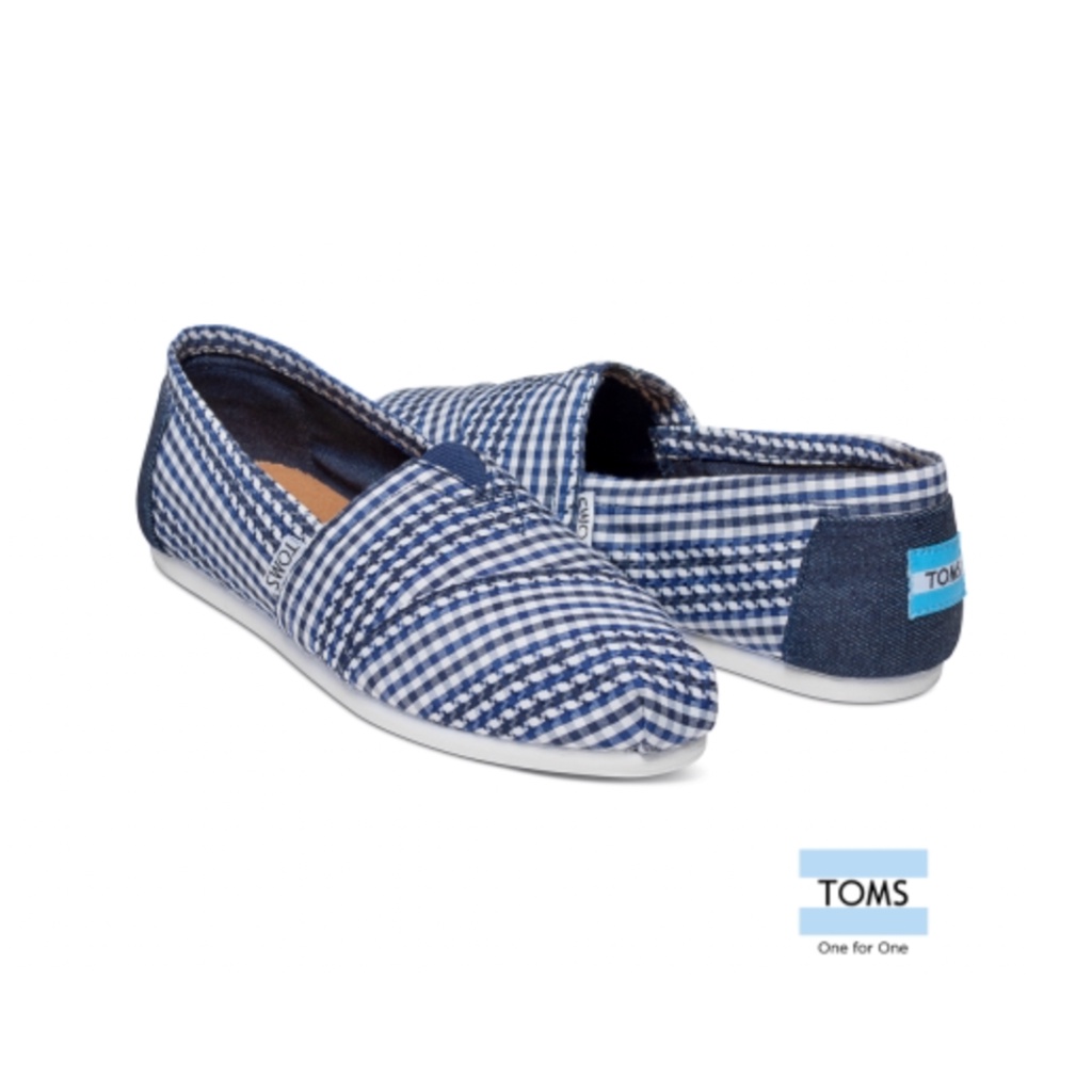 TOMS 格紋帆布懶人鞋-女款(藍)10008422
