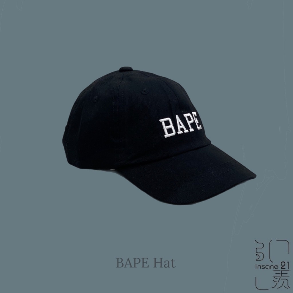 APE BAPE A BATHING APE 猿人老帽 小LOGO 基本款 黑 字體 情侶 【Insane-21】