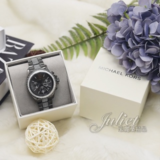 【茱麗葉精品】MICHAEL KORS MK6974 水晶三眼大錶框腕錶.黑 42mm 現貨在台