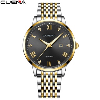 Cuena 男士手錶原創品牌時尚商務模擬石英不銹鋼防水 6009