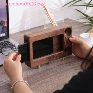 最佳化下殺*熱銷*北美黑胡桃木手機支架擴音器桌面便攜創意木質手機座實木擴音盒高品質高品質新品精品優品特惠特賣限時下殺