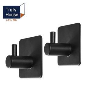 【Truly House】免打孔304不鏽鋼方形掛勾 黑色限定款｜無痕貼 無痕掛勾(臺灣24h出貨)