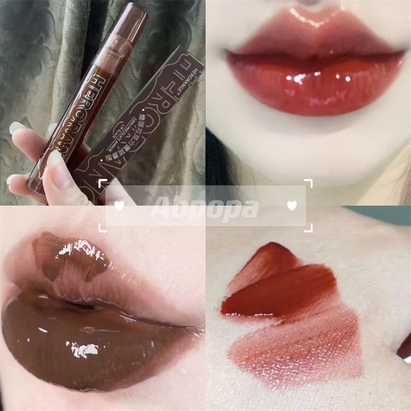 Herorange熔岩巧克力鏡面唇釉唇彩滋潤口紅