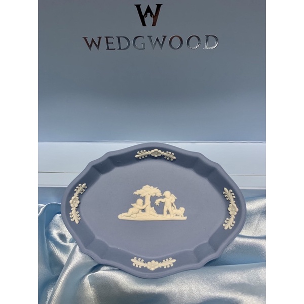 收藏品 英國🇬🇧製Wedgwood Jasper 希臘神話愛神丘比特 水藍碧玉浮雕 珠寶/項鍊/手飾/戒指 /香皂置物盒