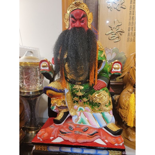 【修緣佛像文物館】1尺3關公 關聖帝君 神像 佛像 神明 佛具 神桌 佛桌 神明櫥 佛櫥 江西小葉樟雕刻