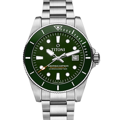 TITONI 瑞士梅花錶 seascoper 300 海洋潛水機械錶 /綠面42MM(83300 S-GN-703)