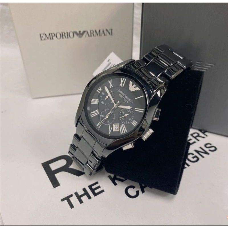 ARMANI AR1400 世界熱銷 陶瓷錶 黑 三眼計時設計 原廠正品 極新品