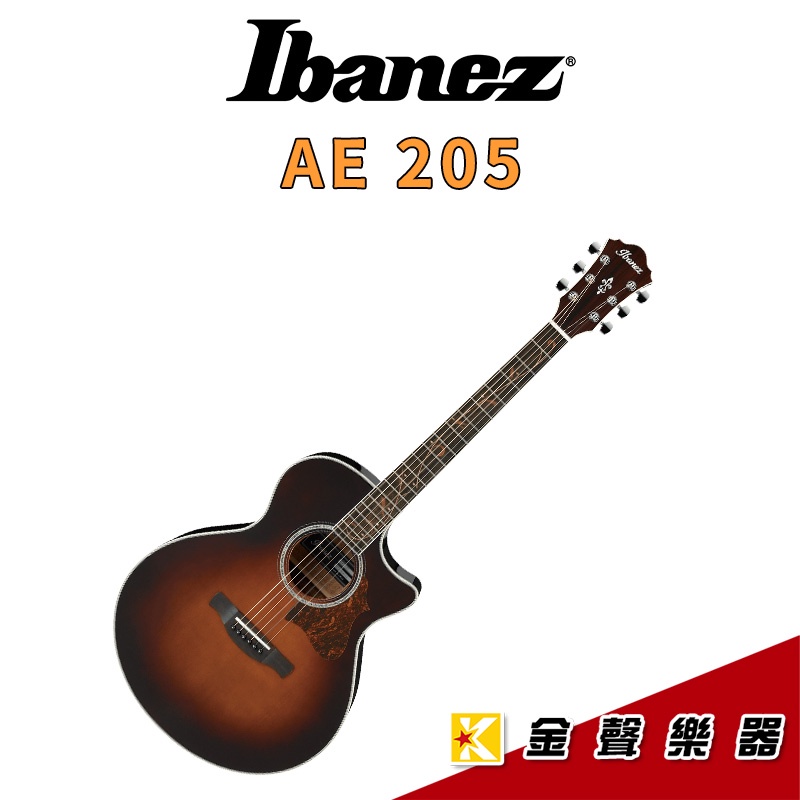 Ibanez AE205-BS 雲杉面單板電木吉他 民謠吉他 木吉他 附專屬琴袋 【金聲樂器】