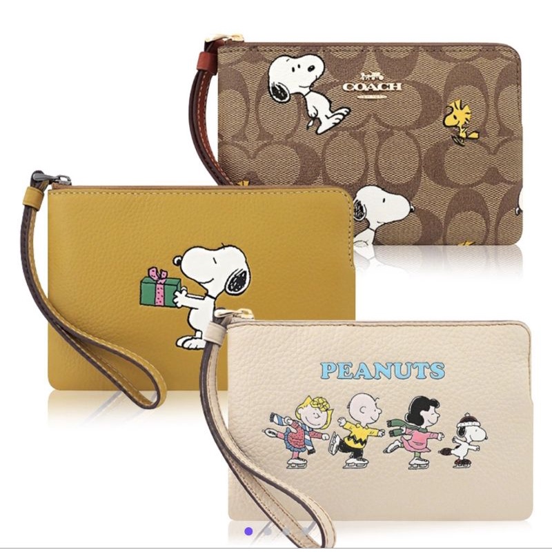 ♥️現貨/Coach snoopy 聯名單層小手拿包-老花款 (全新正品) 💕