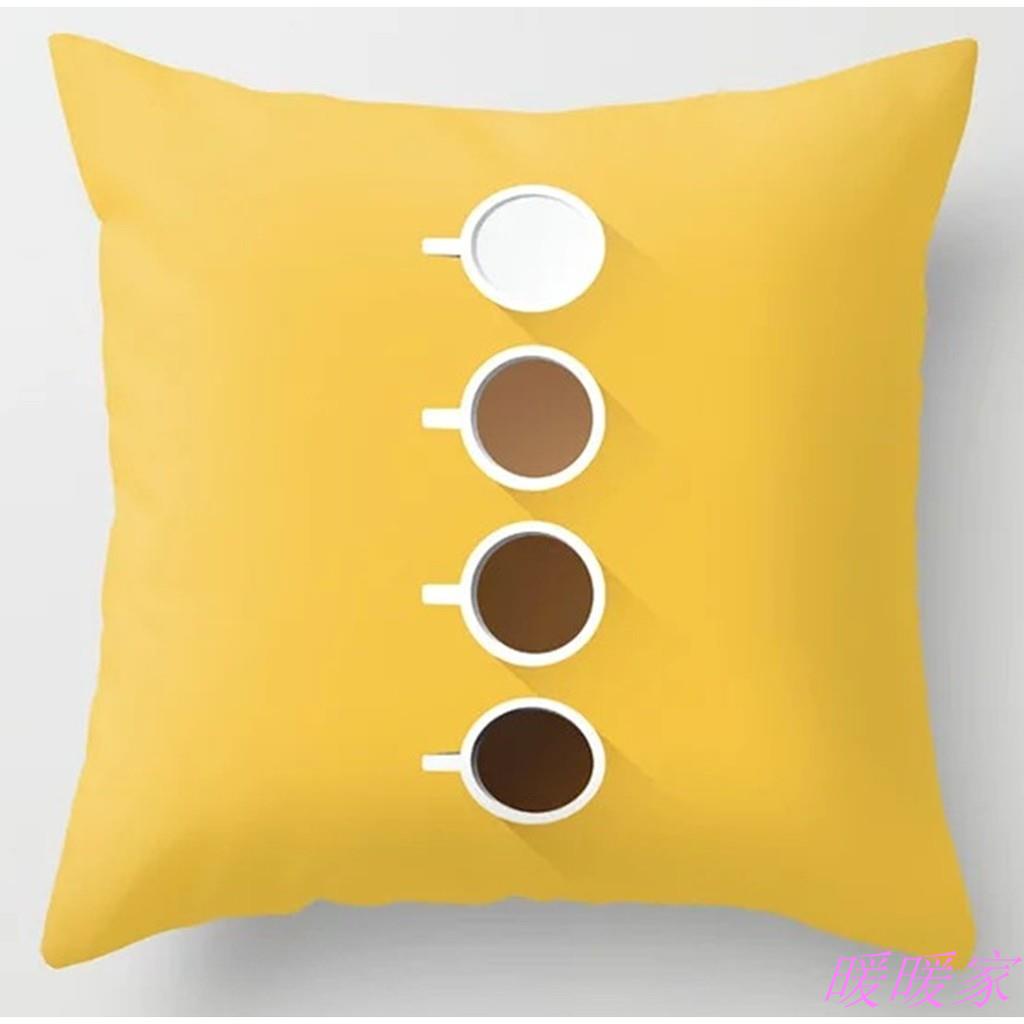 可愛抱枕ins黃色靠墊套40x40,45x45,50x50,60x60,床上用品抱枕套,家居裝飾沙發枕套