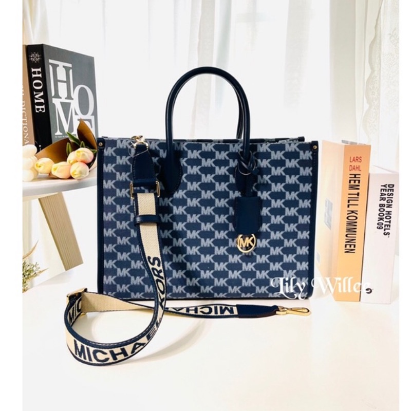 全新現貨🇺🇸 MICHAEL KORS MIRELLA 滿版LOGO印花帆布紙袋包(中)/MK中紙袋包/MK小紙袋包