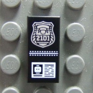 【積木2010】樂高 LEGO 銀色 警徽 / 道具 印刷磚片 1X2 Tile / 71000