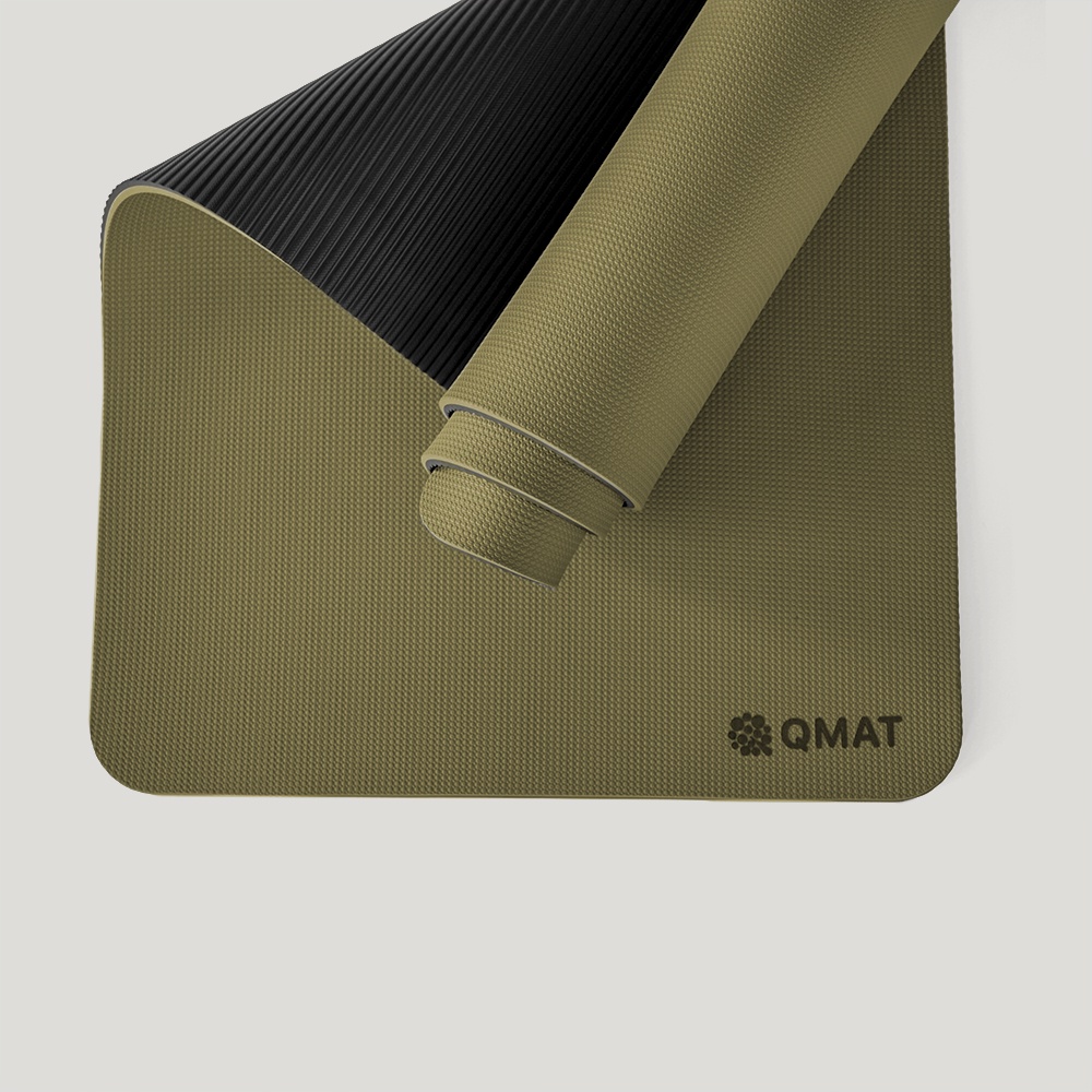 【QMAT OUTLET】10mm運動墊-橄欖綠/黑 雙面可用｜可水洗 居家運動 健身