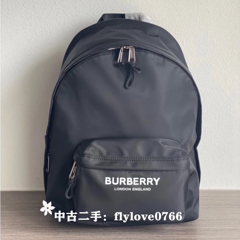 全場免運 BURBERRY 博柏利 黑色尼龍印花logo男士雙肩包/後背包 80161091 男女同款