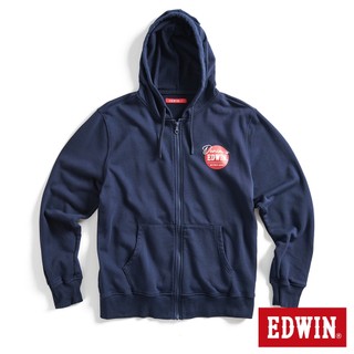 EDWIN 男款 網路獨家 圓標LOGO連帽拉T外套(丈青色)