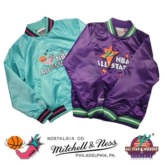 Street Fighter 街頭霸王 Mitchell&amp;Ness M&amp;N NBA 全明星賽 情侶 棒球外套 紫色 綠色