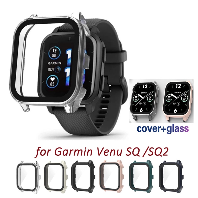 保護殼 適用於 佳明 Garmin Venu Sq 2 Music Sq2 硬質 PC 外殼鋼化玻璃屏幕保護膜保護套