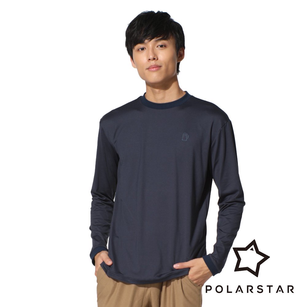 【PolarStar】中性繡花彈性長袖上衣『深藍』P22901