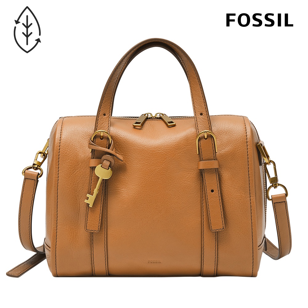 FOSSIL Carlie 真皮波士頓包-焦糖色 ZB1772235