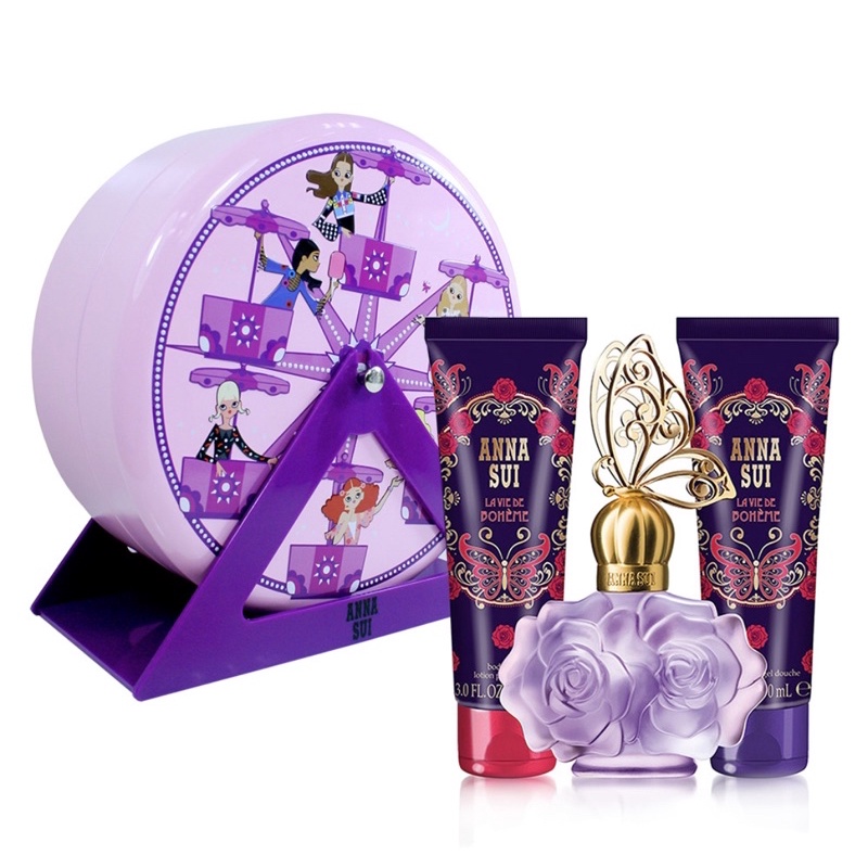 ☆YOYO小棧☆ Anna sui 安娜蘇 紫蝶戀旋轉假期禮盒(淡香水50ml+身體乳90ml+沐浴膠90ml) 限六組