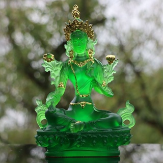 🎀綠度母21厘米高琉璃佛像密宗佛像藏傳佛教用品樹脂保平安擺件包郵
